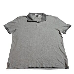 Calvin‎ Klein Polo Shirt Striped Liquid Touch Gray Casual Mens Large